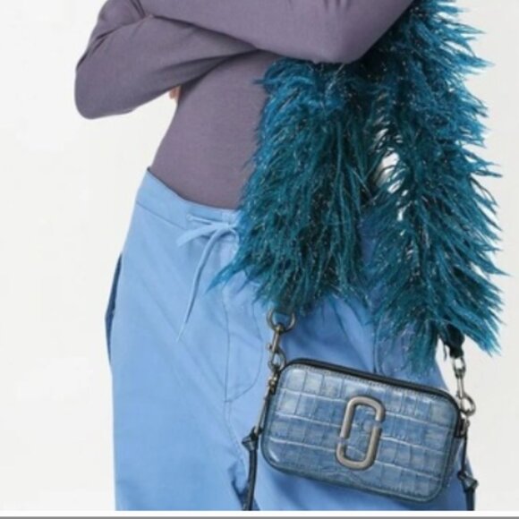 NEW | Authentic Marc Jacobs Light Blue Croc-Embossed Crossbody Bag with dust bag - Picture 2 of 9